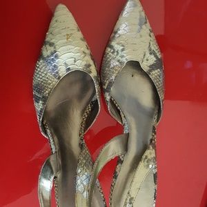 Nine West Faux Skin Sling Back Pumps